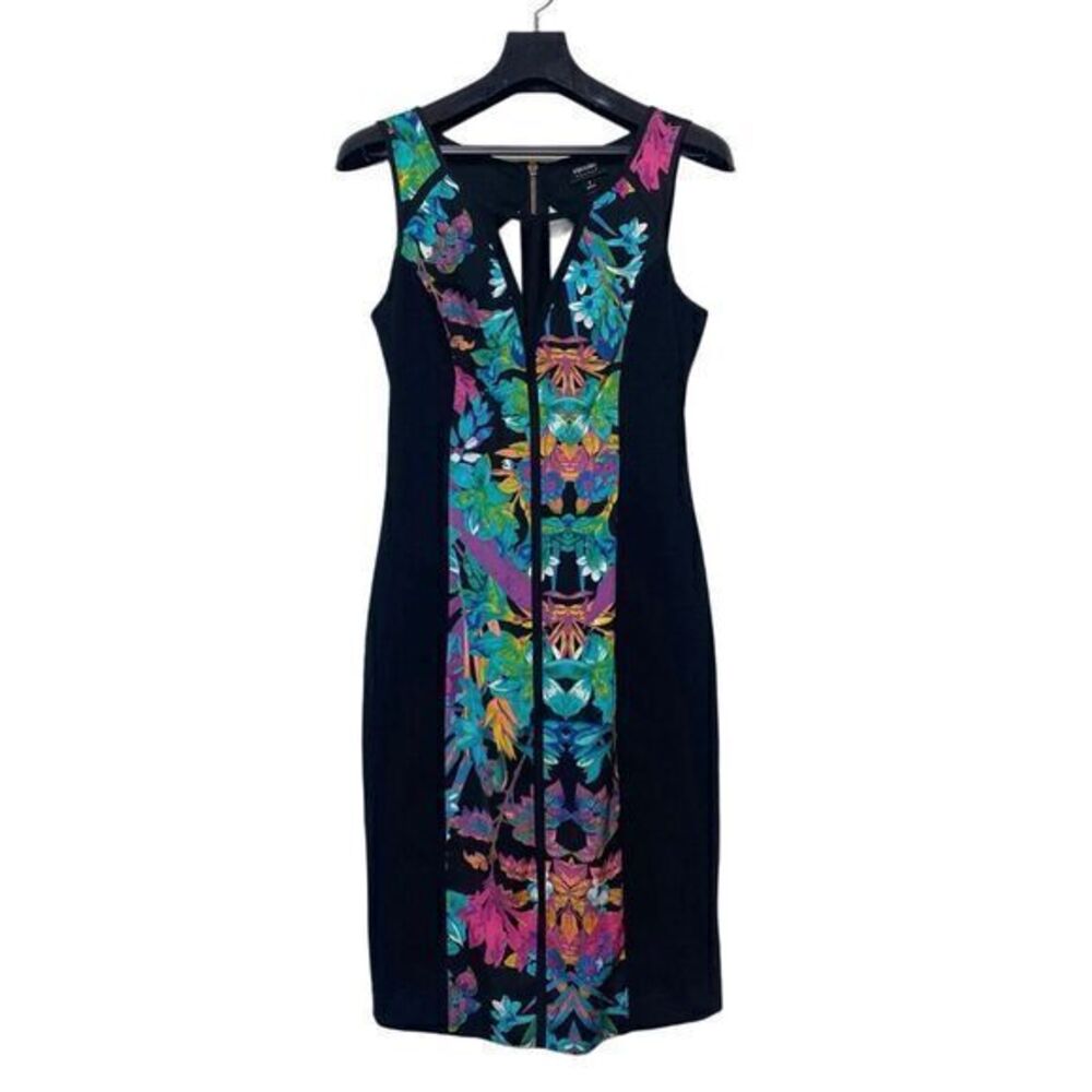 Nicole Miller Sleeveless Cutout Floral‎ Print Dress Womens 4 Multicolor Zip